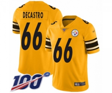 Men's Pittsburgh Steelers #66 David DeCastro Limited Gold Inverted Legend 100th Season Football Jersey