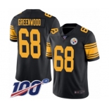 Men's Pittsburgh Steelers #68 L.C. Greenwood Limited Black Rush Vapor Untouchable 100th Season Football Jersey