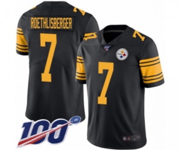 Men's Pittsburgh Steelers #7 Ben Roethlisberger Limited Black Rush Vapor Untouchable 100th Season Football Jersey