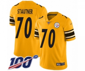 Men's Pittsburgh Steelers #70 Ernie Stautner Limited Gold Inverted Legend 100th Season Football Jersey