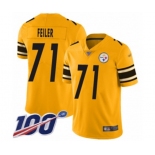 Men's Pittsburgh Steelers #71 Matt Feiler Limited Gold Inverted Legend 100th Season Football Jersey