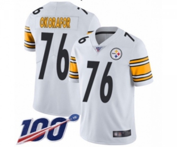 Men's Pittsburgh Steelers #76 Chukwuma Okorafor White Vapor Untouchable Limited Player 100th Season Football Jersey