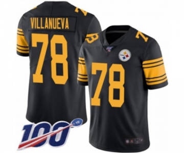 Men's Pittsburgh Steelers #78 Alejandro Villanueva Limited Black Rush Vapor Untouchable 100th Season Football Jersey