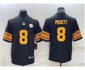 Men's Pittsburgh Steelers #8 Kenny Pickett Black Color Rush Stitched Jersey