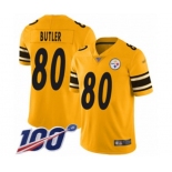 Men's Pittsburgh Steelers #80 Jack Butler Limited Gold Inverted Legend 100th Season Football Jersey