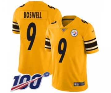 Men's Pittsburgh Steelers #9 Chris Boswell Limited Gold Inverted Legend 100th Season Football Jersey