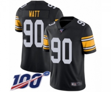 Men's Pittsburgh Steelers #90 T. J. Watt Black Alternate Vapor Untouchable Limited Player 100th Season Football Jersey