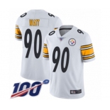 Men's Pittsburgh Steelers #90 T. J. Watt White Vapor Untouchable Limited Player 100th Season Football Jersey