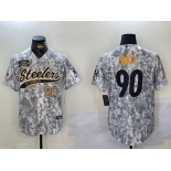 Men's Pittsburgh Steelers #90 T.J. Watt 2024 Arctic Camo Salute To Service Stitched Baseball Jerseys