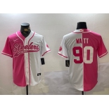 Men's Pittsburgh Steelers #90 T.J. Watt 2024 Arctic Red White Salute To Service Stitched Baseball Jersey