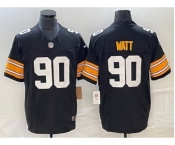 Men's Pittsburgh Steelers #90 TJ Watt Black 2023 FUSE Vapor Limited Stitched Throwback Jersey