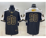 Men's Pittsburgh Steelers #90 TJ Watt Black Gold Thanksgiving Vapor Untouchable Limited Stitched Jersey