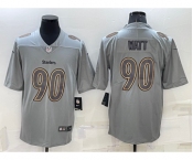 Men's Pittsburgh Steelers #90 TJ Watt Grey Atmosphere Fashion 2022 Vapor Untouchable Stitched Limited Jersey