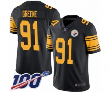 Men's Pittsburgh Steelers #91 Kevin Greene Limited Black Rush Vapor Untouchable 100th Season Football Jersey