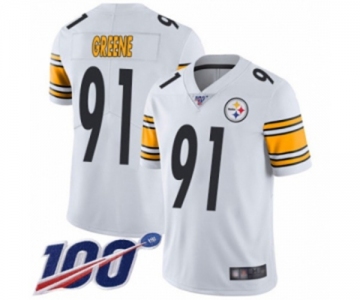 Men's Pittsburgh Steelers #91 Kevin Greene White Vapor Untouchable Limited Player 100th Season Football Jersey