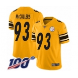 Men's Pittsburgh Steelers #93 Dan McCullers Limited Gold Inverted Legend 100th Season Football Jersey