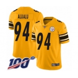 Men's Pittsburgh Steelers #94 Tyson Alualu Limited Gold Inverted Legend 100th Season Football Jersey