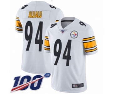 Men's Pittsburgh Steelers #94 Tyson Alualu White Vapor Untouchable Limited Player 100th Season Football Jersey