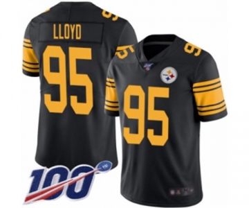 Men's Pittsburgh Steelers #95 Greg Lloyd Limited Black Rush Vapor Untouchable 100th Season Football Jersey