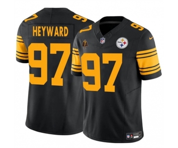 Men's Pittsburgh Steelers #97 Cameron Heyward Black F.U.S.E. With Walter Payton Patch Color Rush Limited Football Stitched Jersey