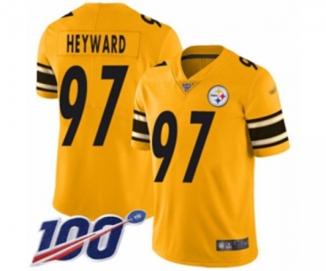 Men's Pittsburgh Steelers #97 Cameron Heyward Limited Gold Inverted Legend 100th Season Football Jersey