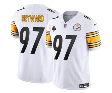 Men's Pittsburgh Steelers #97 Cameron Heyward White F.U.S.E. With Walter Payton Patch Vapor Limited Football Stitched Jersey