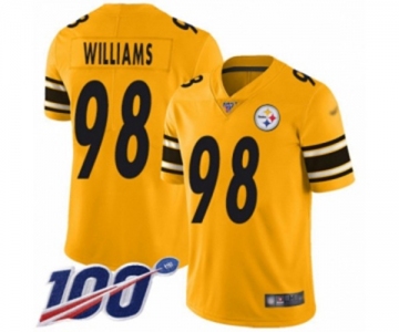 Men's Pittsburgh Steelers #98 Vince Williams Limited Gold Inverted Legend 100th Season Football Jersey