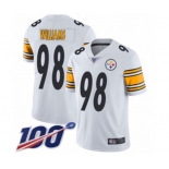 Men's Pittsburgh Steelers #98 Vince Williams White Vapor Untouchable Limited Player 100th Season Football Jersey