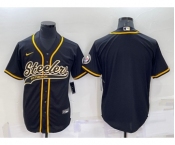 Men's Pittsburgh Steelers Blank Black With Patch Cool Base Stitched Baseball Jersey