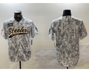 Men's Pittsburgh Steelers Team Logo 2024 Arctic Camo Salute to Service Stitched Baseball Jersey