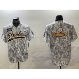 Men's Pittsburgh Steelers Team Logo 2024 Arctic Camo Salute to Service Stitched Baseball Jerseys