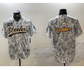 Men's Pittsburgh Steelers Team Logo 2024 Arctic Camo Salute to Service Stitched Baseball Jerseys