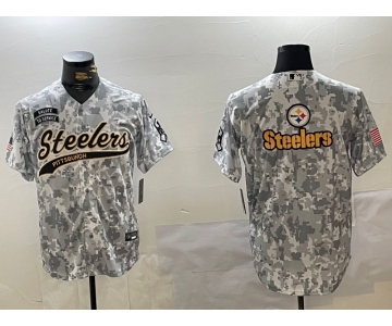 Men's Pittsburgh Steelers Team Logo 2024 Arctic Camo Salute to Service Stitched Baseball Jerseys