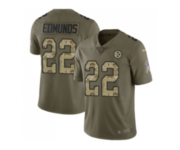 Nike Pittsburgh Steelers #22 Terrell Edmunds Olive Camo Men Stitched NFL Limited 2017 Salute To Service Jersey