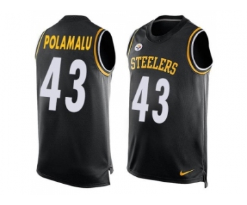 Nike Pittsburgh Steelers #43 Troy Polamalu Black Team Color Men's Stitched NFL Limited Tank Top Jersey