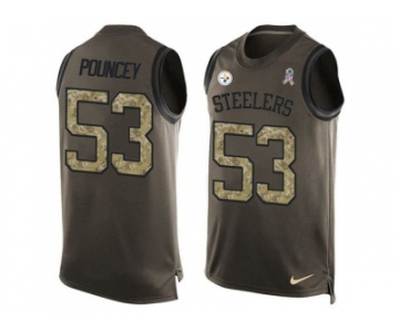 Nike Pittsburgh Steelers #53 Maurkice Pouncey Green Men's Stitched NFL Limited Salute To Service Tank Top Jersey