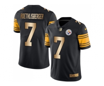 Nike Pittsburgh Steelers #7 Ben Roethlisberger Black Men's Stitched NFL Limited Gold Rush Jersey