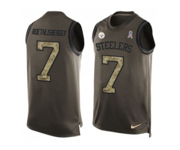 Nike Pittsburgh Steelers #7 Ben Roethlisberger Green Men's Stitched NFL Limited Salute To Service Tank Top Jersey