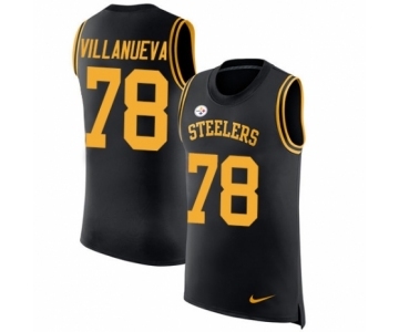 Nike Pittsburgh Steelers #78 Alejandro Villanueva Limited Black Rush Player Name & Number Tank Top NFL Jersey