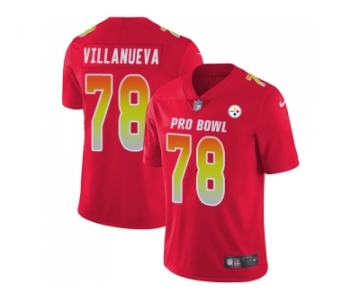 Nike Pittsburgh Steelers #78 Alejandro Villanueva Red Men Stitched NFL Limited AFC 2018 Pro Bowl Jersey