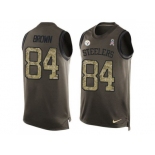 Nike Pittsburgh Steelers #84 Antonio Brown Green Men's Stitched NFL Limited Salute To Service Tank Top Jersey