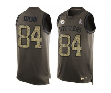 Nike Pittsburgh Steelers #84 Antonio Brown Green Men's Stitched NFL Limited Salute To Service Tank Top Jersey