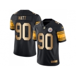 Nike Pittsburgh Steelers #90 T. J. Watt Black Men Stitched NFL Limited Gold Rush Jersey