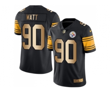 Nike Pittsburgh Steelers #90 T. J. Watt Black Men Stitched NFL Limited Gold Rush Jersey