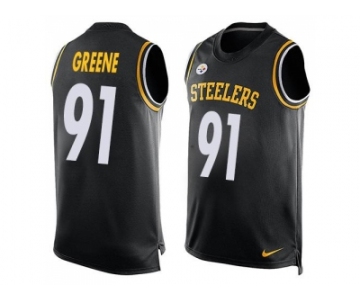 Nike Pittsburgh Steelers #91 Kevin Greene Black Team Color Men's Stitched NFL Limited Tank Top Jersey