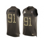 Nike Pittsburgh Steelers #91 Kevin Greene Green Men's Stitched NFL Limited Salute To Service Tank Top Jersey