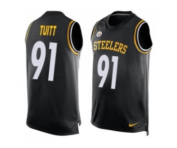 Nike Pittsburgh Steelers #91 Stephon Tuitt Black Team Color Men's Stitched NFL Limited Tank Top Jersey