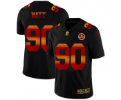 Pittsburgh Steelers #90 T.J. Watt Men's Black Nike Red Orange Stripe Vapor Limited NFL Jersey