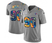 Pittsburgh Steelers #90 T.J. Watt Men's Nike Multi-Color 2020 NFL Crucial Catch NFL Jersey Greyheather