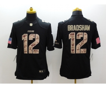 nike nfl jerseys pittsburgh steelers #12 bradshaw black [salute to service limited]